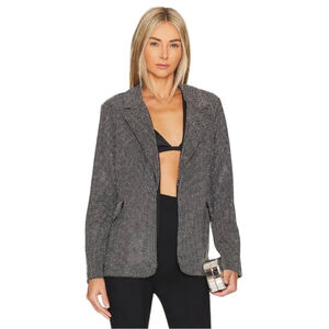 Steve Madden Rhinestone Blazer XS Black Silver Sparkle Party Jacket NWT